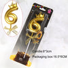 Gold 3D crown number cake candle for birthdays and celebrations in a packaging box
