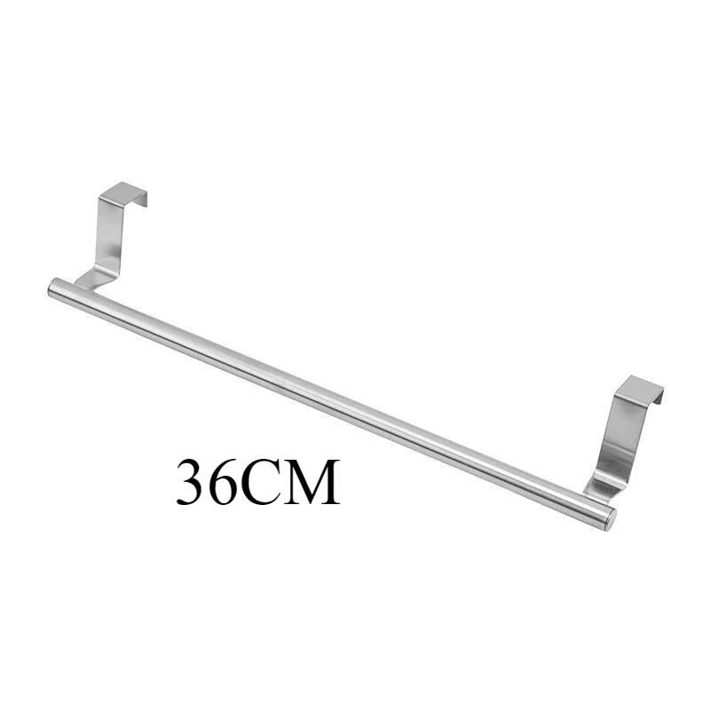 Porte-serviette en acier inoxydable sur porte avec une longueur de 36 cm.