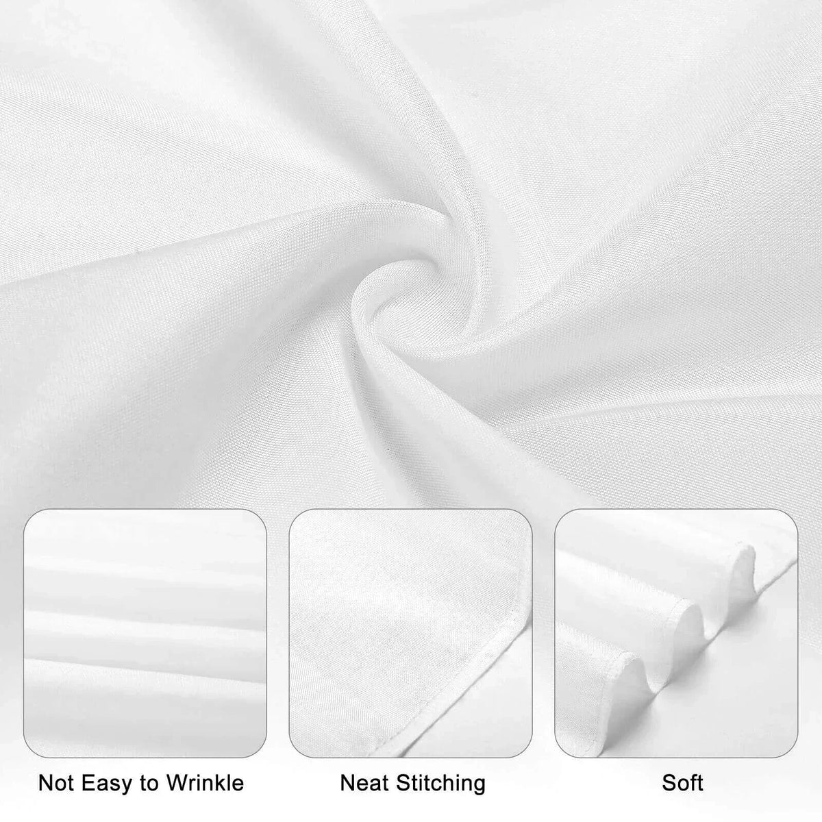 White fabric showing wrinkle resistance, neat stitching, and soft texture for room decor.
