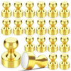Eine Sammlung von schweren Neodym-Magnet-Pushpins in Goldfarbe, gezeigt aus verschiedenen Winkeln.