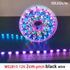 A circular LED light module with 50 LEDs per meter is shown next to a ruler.