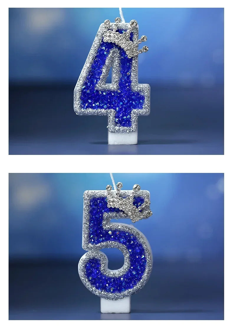 Blue Crown Number Birthday Candle