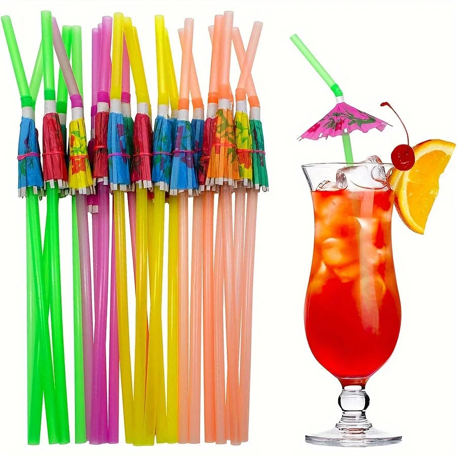 A collection of colorful mini paper drink umbrellas for cocktails and party drinks