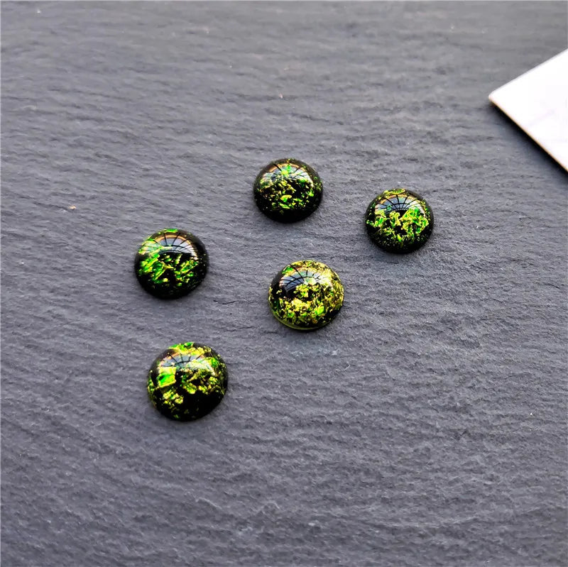 Round Resin Cabochons with Gold Foil for Jewelry Making