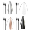 Various views of an automatic electric fly repellent fan in silver, rose gold, and black finishes.