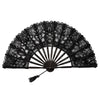 Black vintage lace hand fan with a decorative tassel pendant