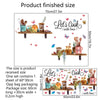 A set of bee and butterfly floral wall stickers packaged in an opp bag with product dimensions shown.