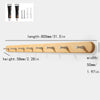 Solid beech wood wall hook rack with four hooks shown next to its dimensions.