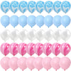 A set of blue and pink balloons used for a gender reveal event.
