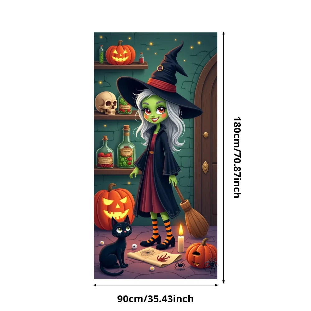 Large Halloween Witch Door Banner with Classic Spooky Design