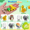 A set of multi-animal 3D printed figurine ornaments in various colors and sizes, including a yellow giraffe, orange monkey, a