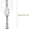 Silver crystal vase set with hanging chains and a flared base