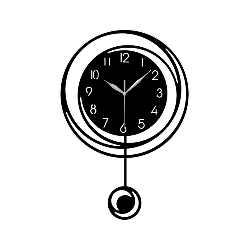 A black and white modern circular wall clock face showing the time.