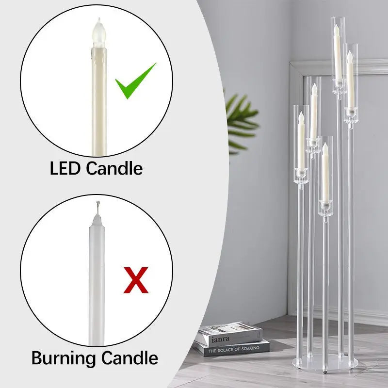 Comparaison d'une bougie LED sûre et d'une bougie allumée, mettant en évidence la différence de source lumineuse.