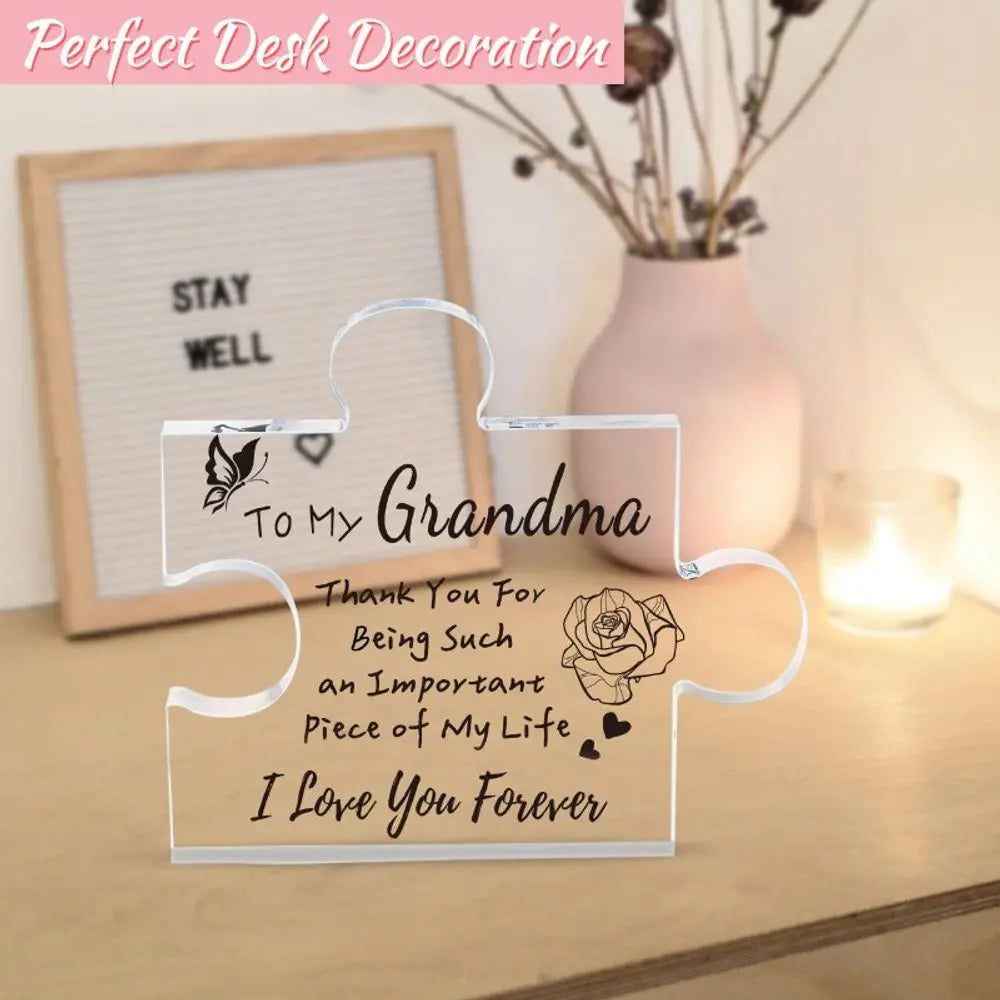 Personalized Grandma Tribute Acrylic Puzzle Plaque