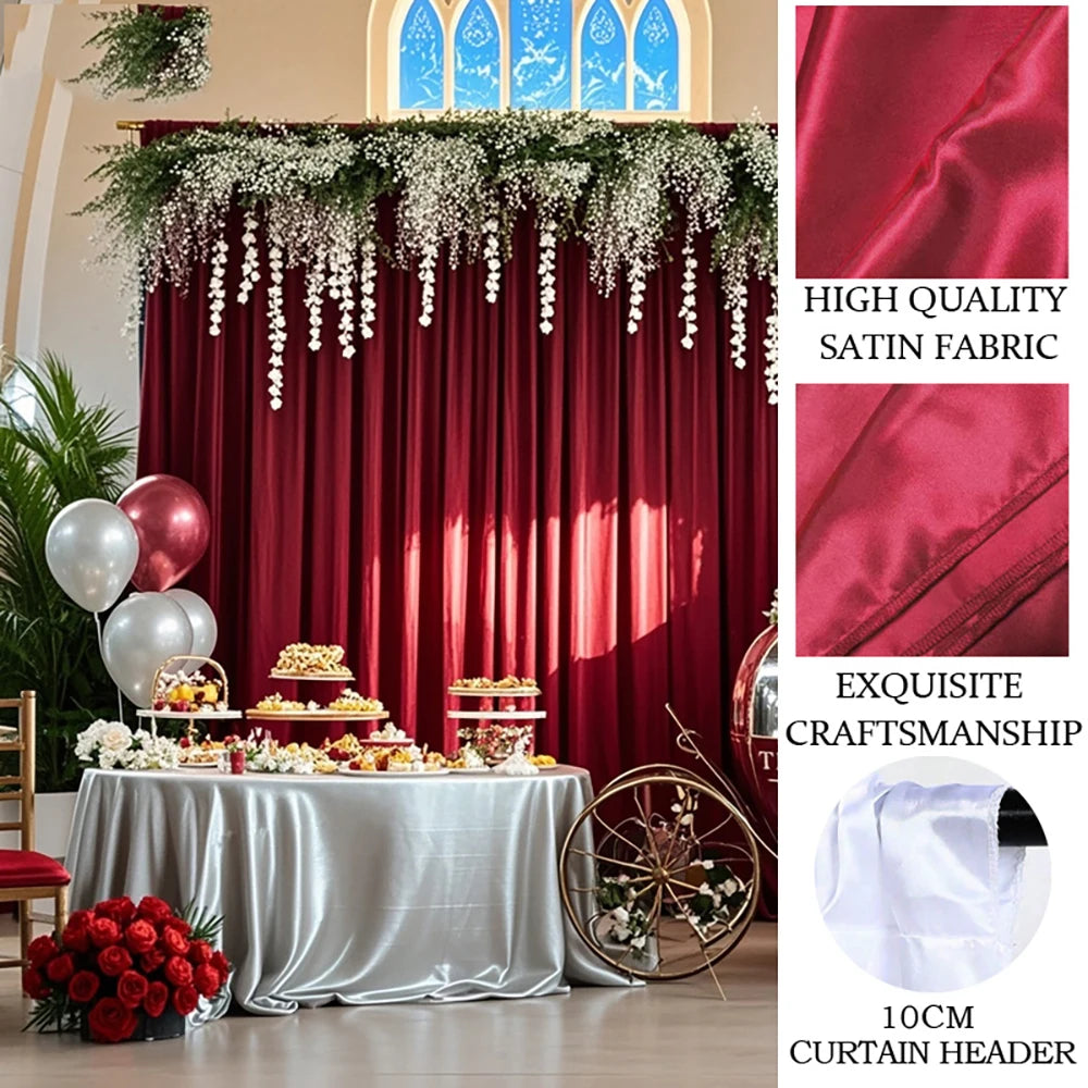 Elegant Satin Backdrop Curtain for Weddings and Events