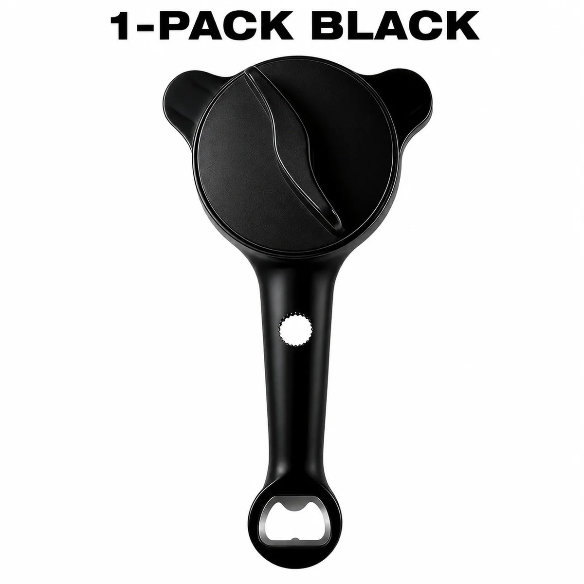 A black 1-pack multifunctional jar and bottle opener with an adjustable grip.