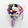 Handcrafted crochet flower bouquet featuring a white teddy bear wearing a graduation cap and red ribbon