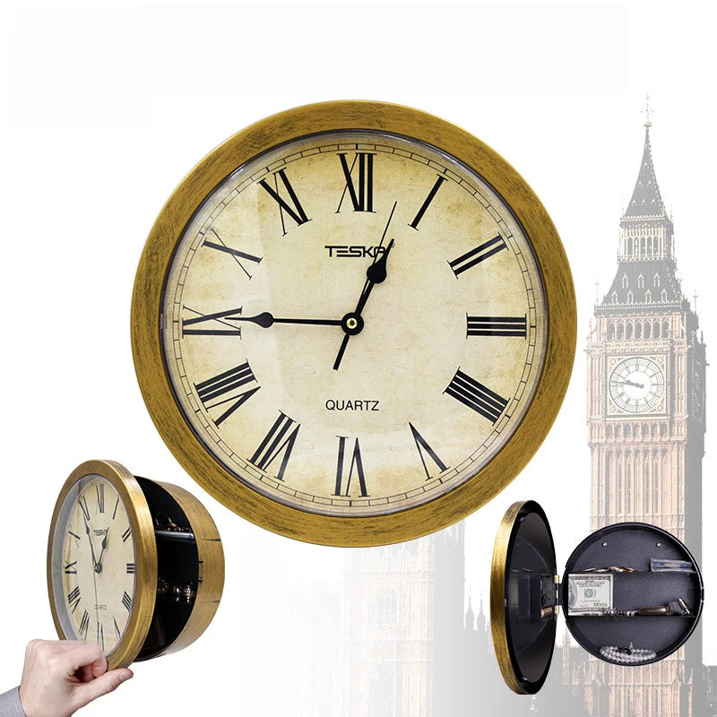 Hidden Compartment Wall Clock Safe