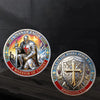 A commemorative coin depicting a warrior of Christ and the phrase Put On the Whole Armor of God