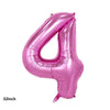 A large, pink foil balloon shaped like the number 4 for party decorations.