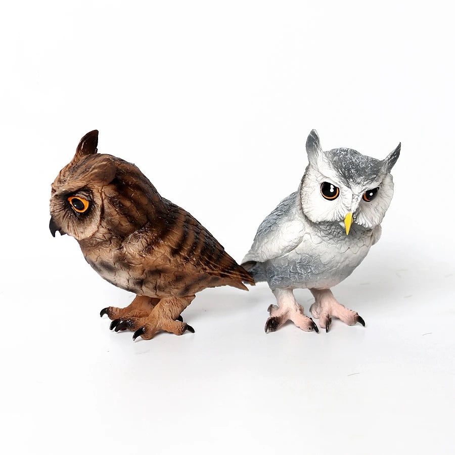 Realistic figurine set featuring an owl, vulture, and bald eagle.