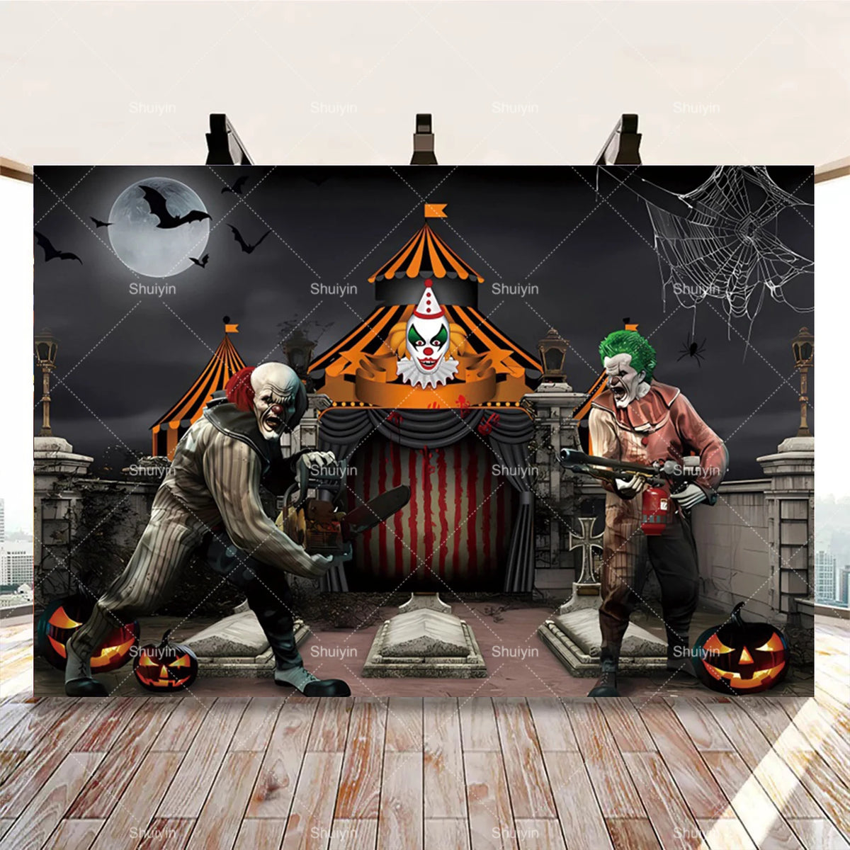Evil Clown Circus Halloween Photography Backdrop