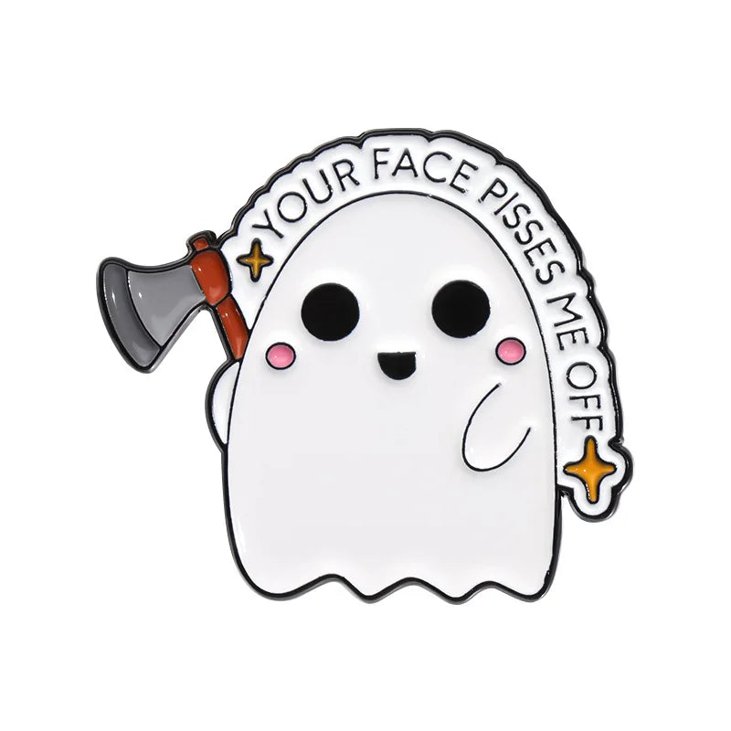 Halloween Enamel Pins Set - Cute Ghost, Black Cat, and Pumpkin Brooches for Kids