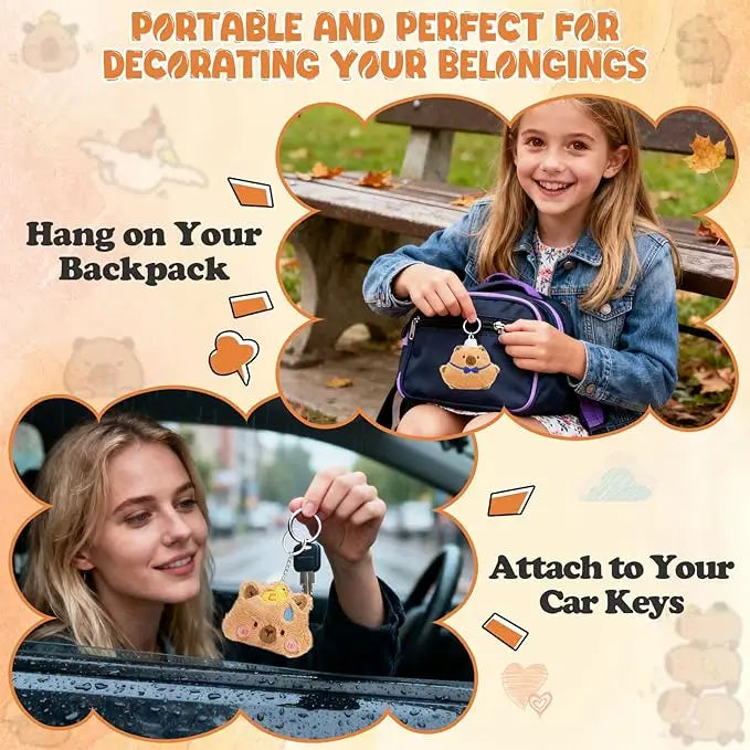 Adorable Plush Keychain Set – 24 Cute Backpack Charms for Kids and Party Favors