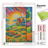 Diamond painting kit featuring a square diamond design with a lotus and halo motif in various colors