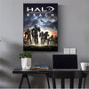 A canvas art print featuring a dark, dramatic scene of soldiers in futuristic armor against a stormy sky.
