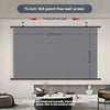 A 72-inch 16:9 punch-free wall screen is shown mounted on a wall, with dimensions marked.