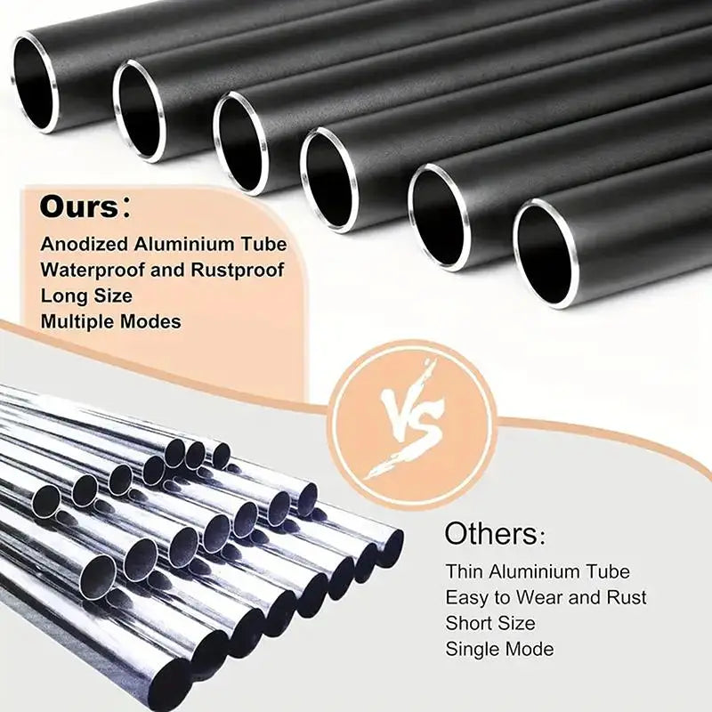 Tubes d'aluminium anodisé noir pour carillons éoliens comparés à des tubes d'aluminium argentés fins
