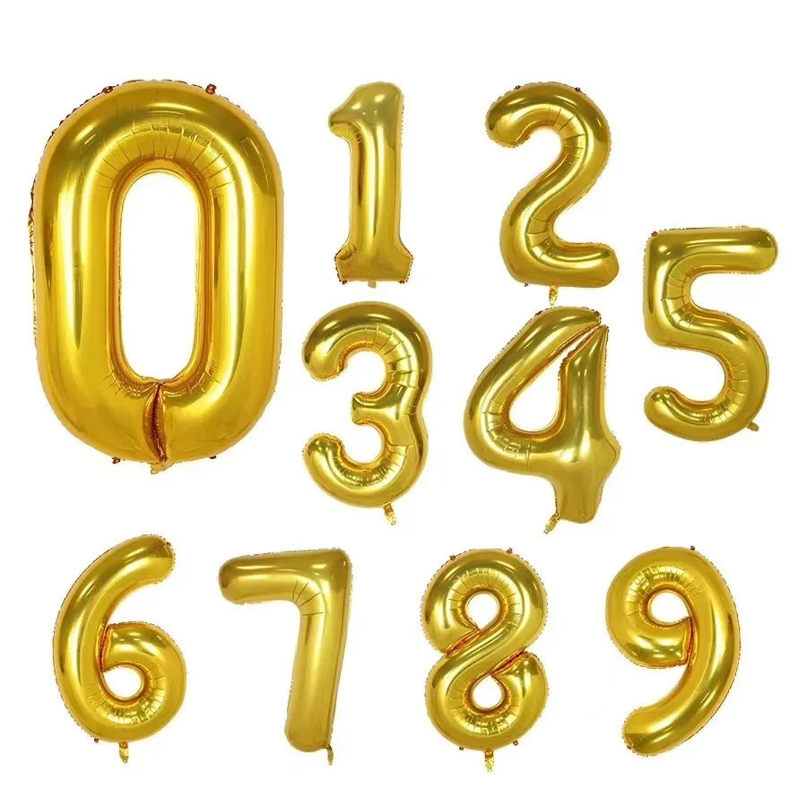 Gradient Rose Red Foil Number Balloons for Birthday & Party Decor