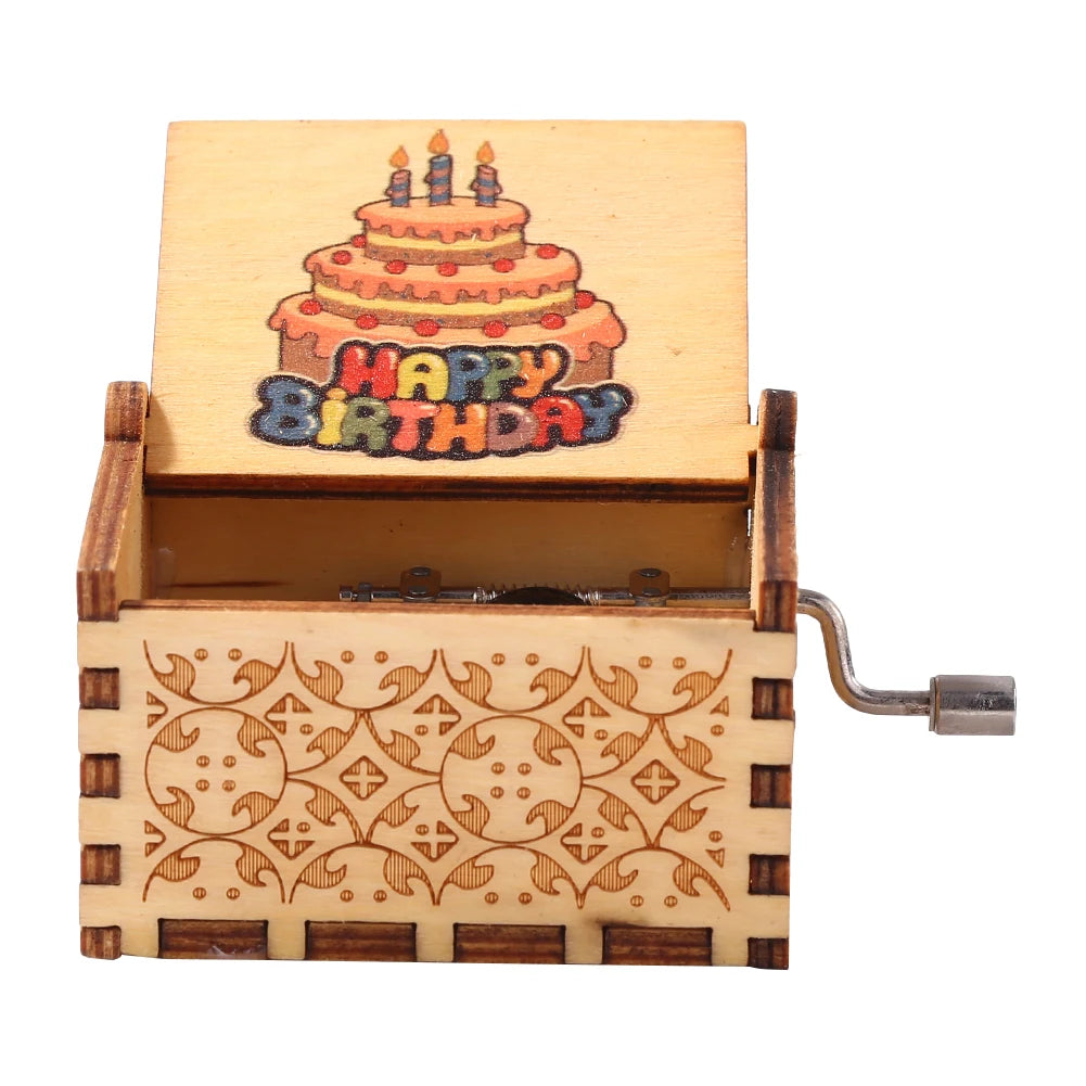 Retro Hand-Cranked Wooden Music Box