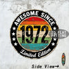 Vintage metal wall sign with the text AWESOME SINCE 1972 and Limited Edition in distressed colors.