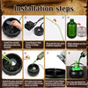 Installation steps for a Halloween witch cauldron with LED light and fog mist device.