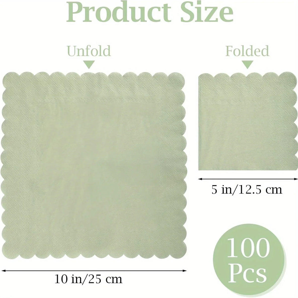 Scalloped Cocktail Napkins, 2-Ply Premium Disposable Paper Napkins (100 Pack)