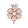 A matte pink 3D heart love-you bear foil balloon with a stem.
