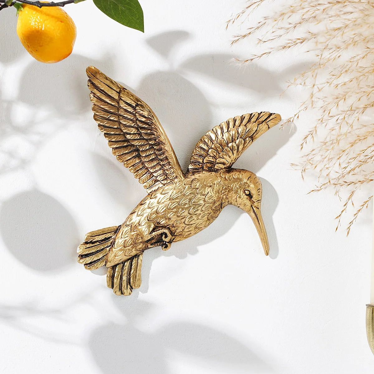 Golden Hummingbird Wall Art Décor
