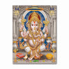A canvas art print depicting Lord Ganesha with Shiva and Parvati in a divine setting.