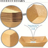 A set of kraft paper food trays and disposable serving boats shown in various angles.