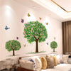 A wall display featuring adorable cute rose-themed stickers of trees and butterflies on a white wall.