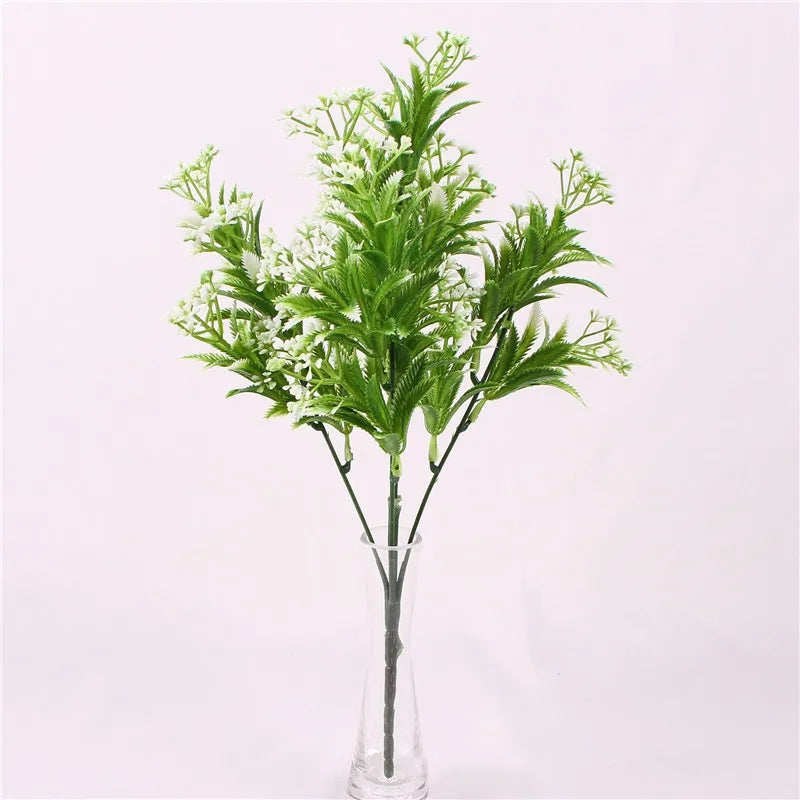 Artificial Fern Grass Bouquet – 7-Branch Green Plastic Plant