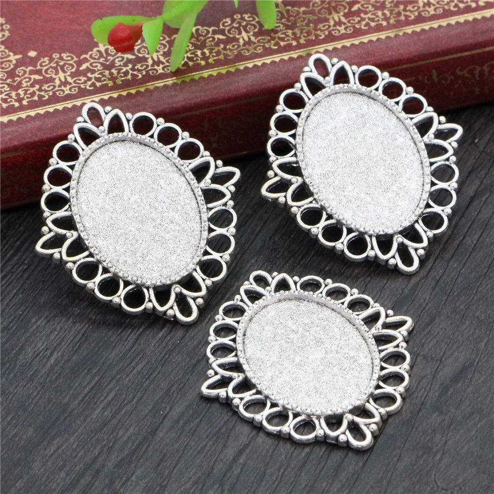 Vintage Style Cameo Pendant Bases with Ornate Gold or Silver Finish