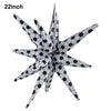 A 22 inch standing soccer balloon with a black and white hexagonal pattern.