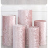 Pink velvet cylinder stand covers in various sizes displayed on a white background.