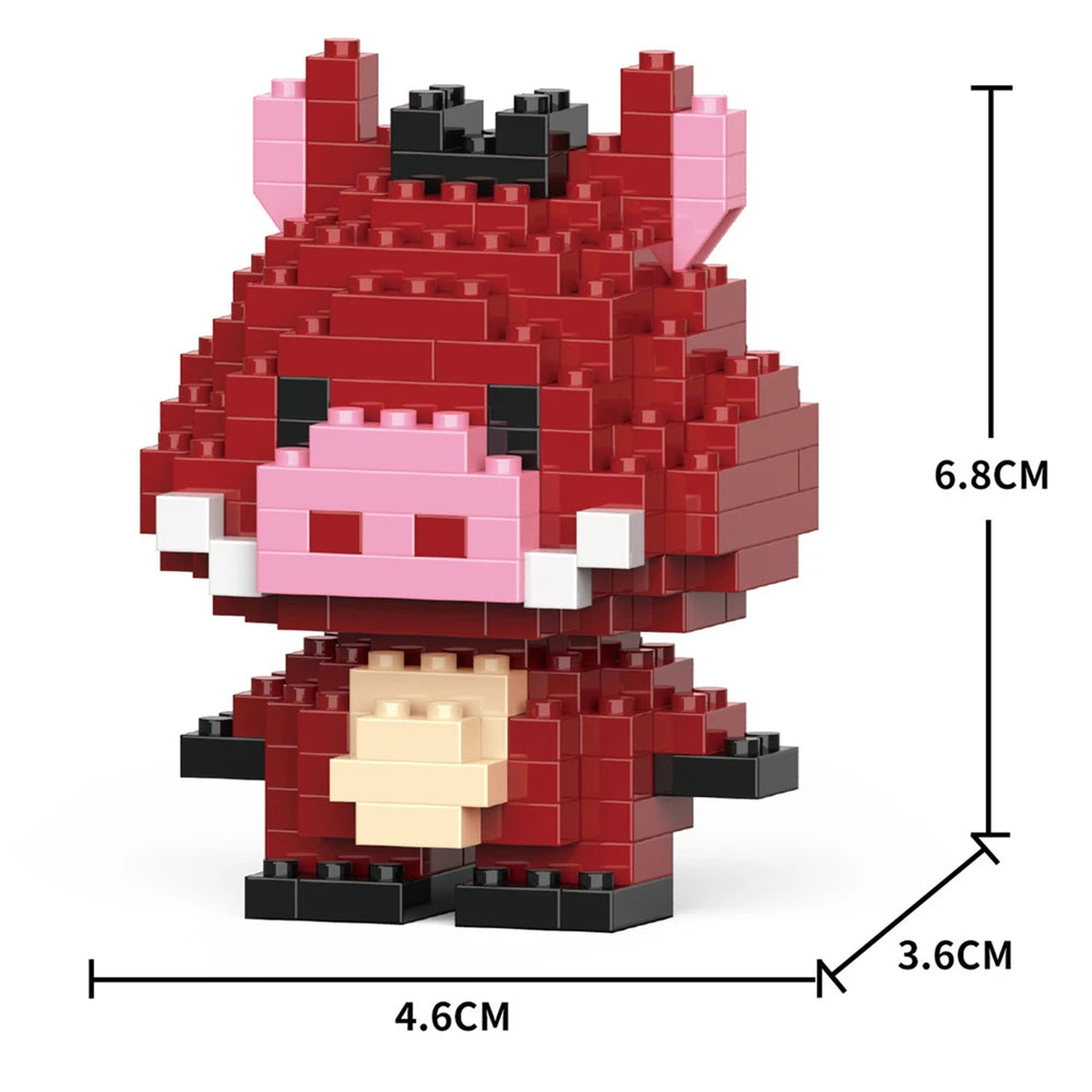 A red pig model built from LEGO bricks, showing its size and detail.