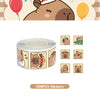 Roll of 500 pieces stickers featuring cute capybara characters for birthday party decorations