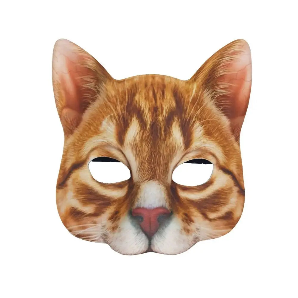Máscara de mitad cara de gato atigrado naranja realista para cosplay